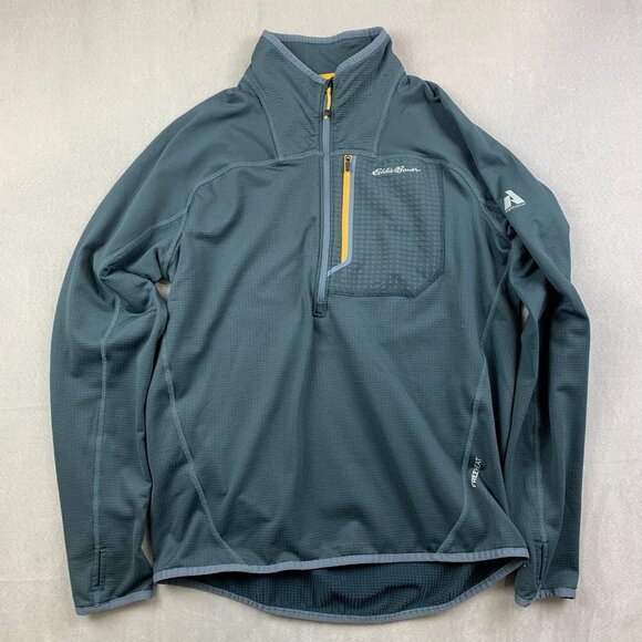 Eddie Bauer First Ascent Mens Sweater Medium Gray 1/4 Zip Fleece Lined Free Heat - Picture 1 of 12